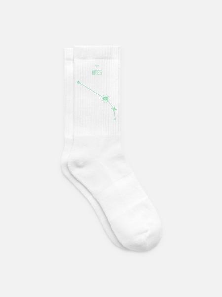 Widder, Sternstern, Sternbild Pastellgrün - Tennissocken - Weiß