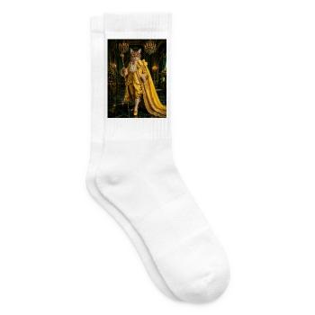 Barocke Goldene Königskatze - Tennissocken - Weiß - Rechts