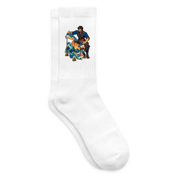 Wolkenkulissen-Szenenmeister mit Bergsonne - Tennissocken - Weiß - Rechts