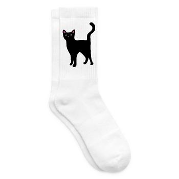 Neon-Katzengesicht auf Schwarz - Tennissocken - Weiß - Rechts