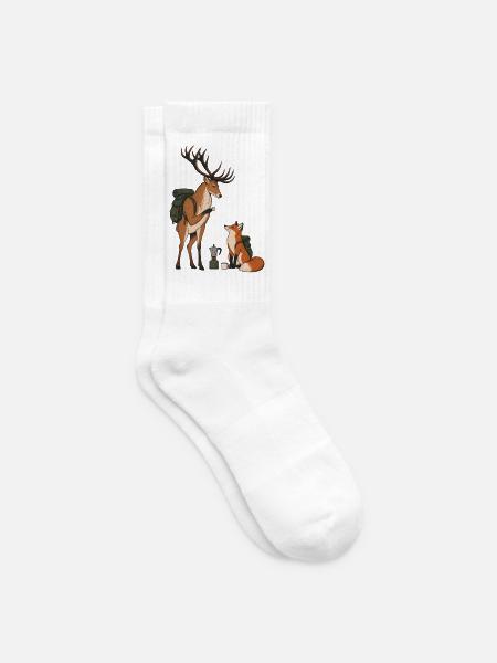 Hirsch & Fuchs – Kaffeepause beim Wandern - Tennissocken - Weiß