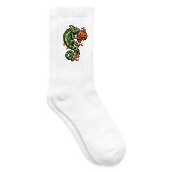 Kameleon mit Kürbis-Schloss - Tennissocken - Weiß - Rechts