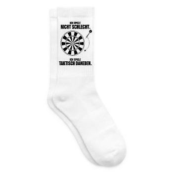 Taktisch daneben Dartspieler Ausrede Humor Spruch - Tennissocken - Weiß - Rechts