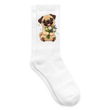 Mops Hund süßer Mops niedlicher Mops - Tennissocken - Weiß - Rechts