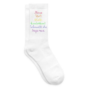 MEINE WELT BLEIBT KUNTERBUNT NAZIS RAUS, GEGEN NZS - Tennissocken - Weiß - Rechts