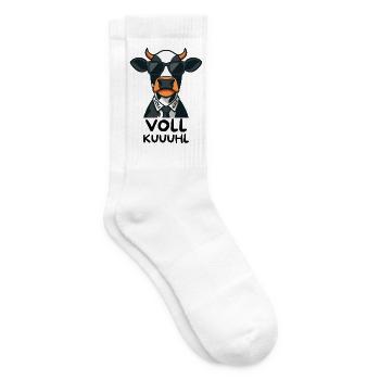 Voll Kuuuhl – Coole Kuh im Anzug mit Sonnenbrille - Tennissocken - Weiß - Rechts