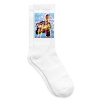 Foto Ente Sonnenstrahlen Motiv von Jörg Langhans - Tennissocken - Weiß - Rechts