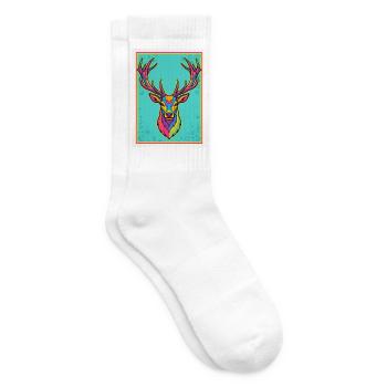 Hirsch Neon Pop-Art Kopf - Tennissocken - Weiß - Rechts