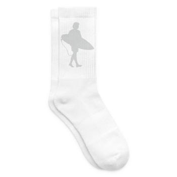 Surfer Silhouette am Surfbrett - Tennissocken - Weiß - Rechts