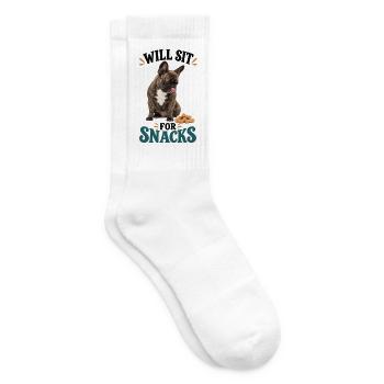 Französische Bulldogge Will Sit For Snacks - Tennissocken - Weiß - Rechts