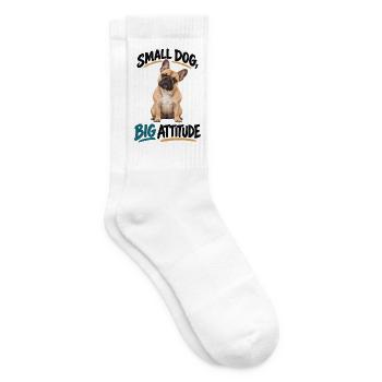 Small Dog Big Attitude Französische Bulldogge - Tennissocken - Weiß - Rechts