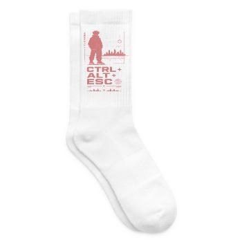 Cyberpunk Skyline CTRL ALT ESC - Tennissocken - Weiß - Rechts