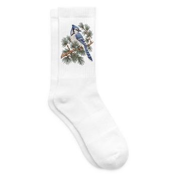 Blauer Eichelhäher auf Kiefernzweigen - Tennissocken - Weiß - Rechts