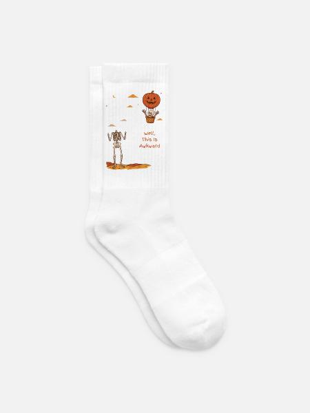 Nun, das ist das peinliche Halloween des kopflosen Skeletts - Tennissocken - Weiß