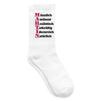 Martin ,Vorname,Namensschild,Name,Fun Shirt (25) - Tennissocken - Weiß - Rechts
