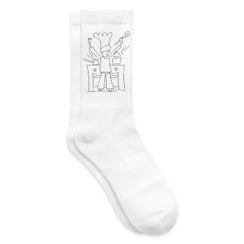 Papa’s Cooking Line Art – Funny Kitchen Gift - Tennissocken - Weiß - Rechts