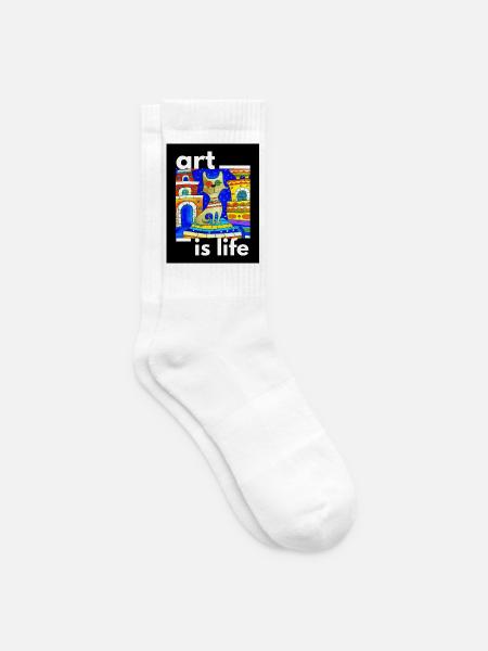  KATZE CAT Kunst ist Leben ART LIFE - Tennissocken - Weiß