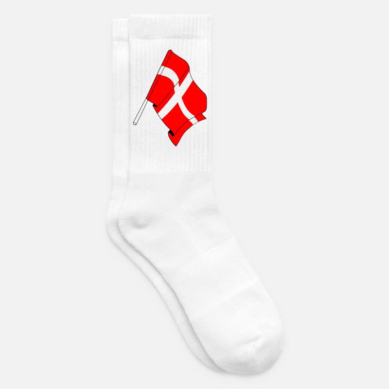 Flagge: Dänemark - Tennissocken - Weiß