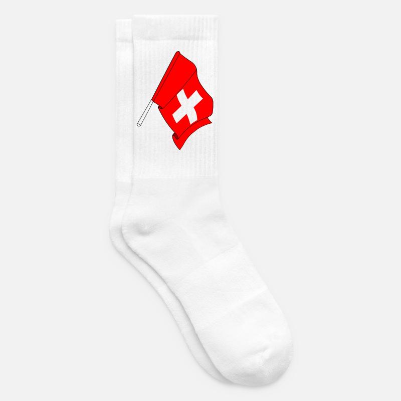 Flagge Schweiz - Tennissocken - Weiß