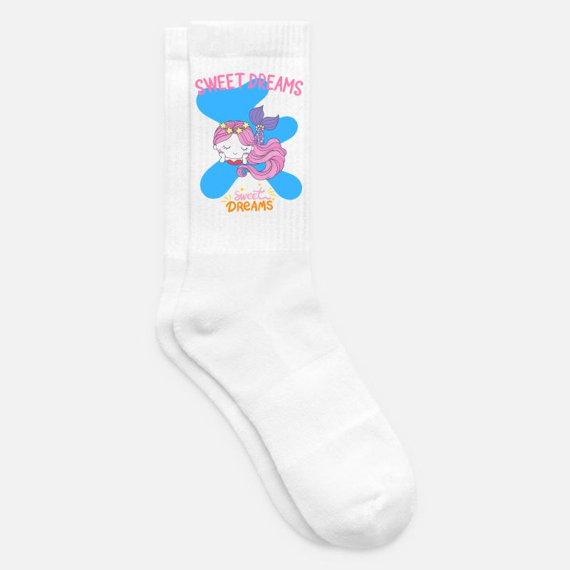 Whimsical Mermaid Sleeping Dreamer Design - Tennis socks - white
