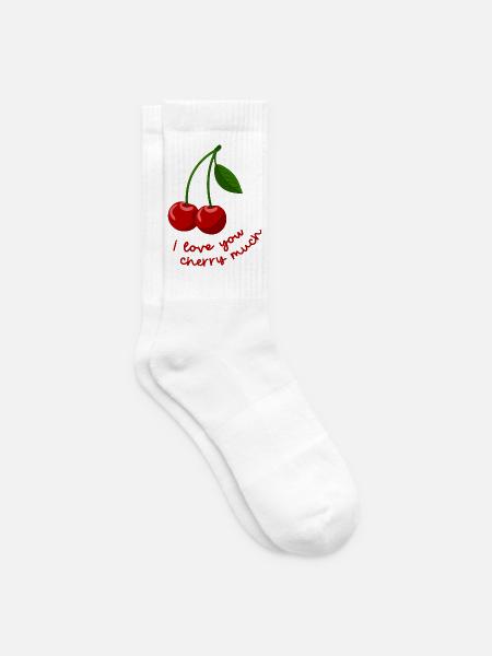 I love you cherry much - love you very much 2403-2 - Tennissocken - Weiß