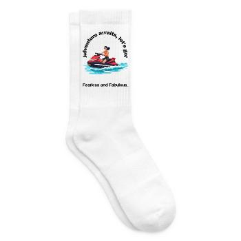 Vibrant Jet Ski Adventure Design - Tennis socks - white - Right