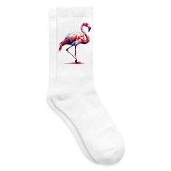 Polygonal flamingo - Tennis socks - white - Right