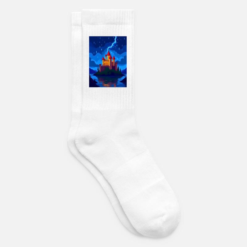 Château enchanté avec éclairage nocturne - Chaussettes de tennis - blanc
