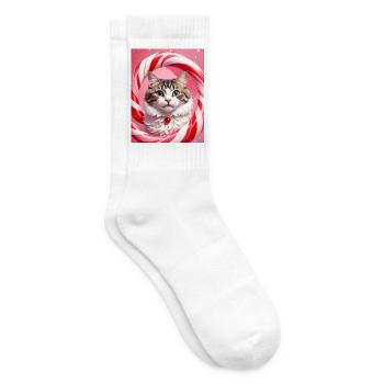 Chat de Noël en conception d’anneau de bonbons - Chaussettes de tennis - blanc - Droite