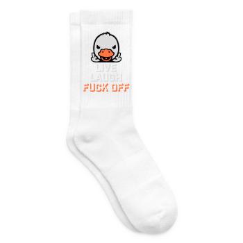 Goose Live Laugh Duck Off Sunglasses Middle Finger - Tennis socks - white - Right