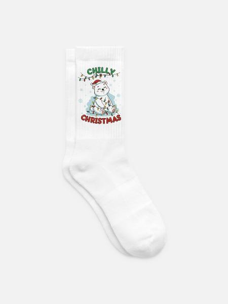 Niedlicher Weihnachts-Eisbär – Geschenk für Kinder - Tennissocken - Weiß