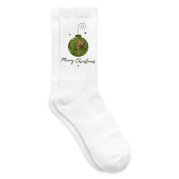 Balle de Noël verte avec pommes de pin - Chaussettes de tennis - blanc - Droite