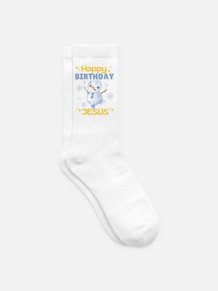Happy Birthday Jesus Schneemann – Niedlich - Tennissocken - Weiß