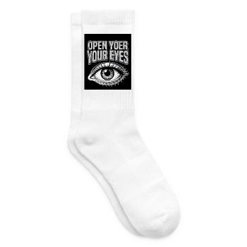 Augenauf-Grafik - Tennissocken - Weiß - Rechts