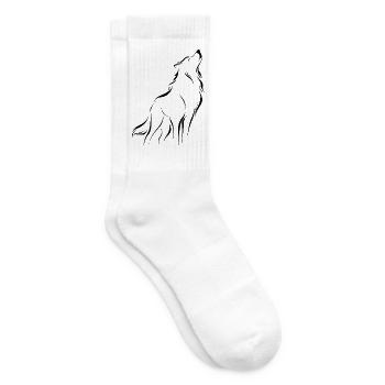 Silhouette de loup minimaliste et symbolique - Chaussettes de tennis - blanc - Droite