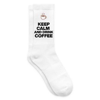 RESTE CALME ET BOIS UN CAFÉ, CADEAU DE JUNKIE AU CAFÉ - Chaussettes de tennis - blanc - Droite