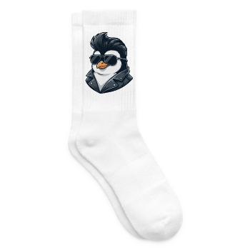 Cooler Pinguin Sonnenbrille Rock Roll 60er Frisur - Tennissocken - Weiß - Rechts