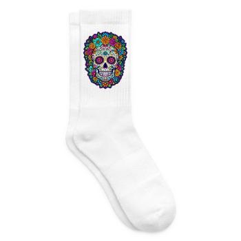 Tête de mort mexicaine sugar skull crâne fleurs - Chaussettes de tennis - blanc - Droite