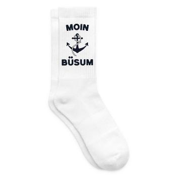 Moin Büsum – Maritimes Anker-Design - Tennissocken - Weiß - Rechts