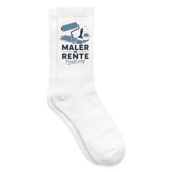 Maler in Rente – Pinsel weg & Farbrolle Grafik - Tennissocken - Weiß - Rechts