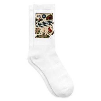 Indiana Hoosier State Vintage-Reiseaufkleber - Tennissocken - Weiß - Rechts