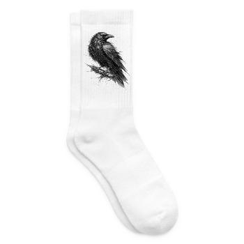 Raven Sketch Gothic Graphic - Tennis socks - white - Right