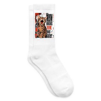 Meow Means 'Now', Not Later – Lautstarke Bengal - Tennis socks - white - Right