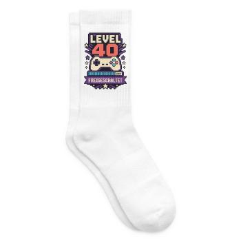 Level 40 erreicht – Gaming Geburtstag Spruch - Tennissocken - Weiß - Rechts