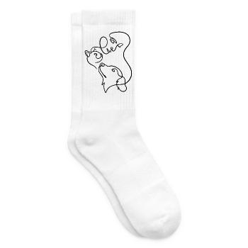 Frau Katze Hund One Line Art Liebe - Tennissocken - Weiß - Rechts