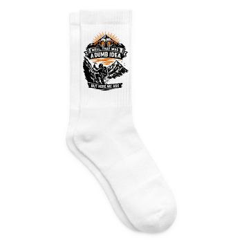 Dumme Idee am Berg – Spruch-T-Shirt - Tennissocken - Weiß - Rechts