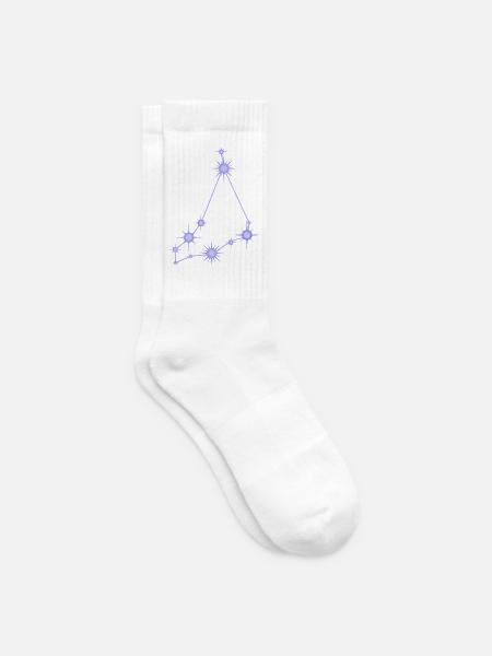Steinbock-Sternen-Sternbild Tierkreiszeichen Lila - Tennissocken - Weiß