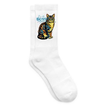 Ich bin der Chef Katzenprint - Tennissocken - Weiß - Rechts