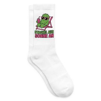 Stachel aus Sonne an Kaktus Sommer Urlaub Design - Tennissocken - Weiß - Rechts