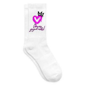CHAYAS GEGEN RECHTS, PINKES HERZ, ANTIFASCHISMUS - Tennissocken - Weiß - Rechts